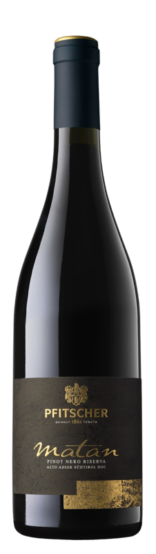 Pinot nero Riserva "Matan" Alto Adige DOC
Weingut Pfitscher, Montan/Montagna
(Klimahaus zertifiziert+Anbau naturnah ohne Bio-zertifizierung)
